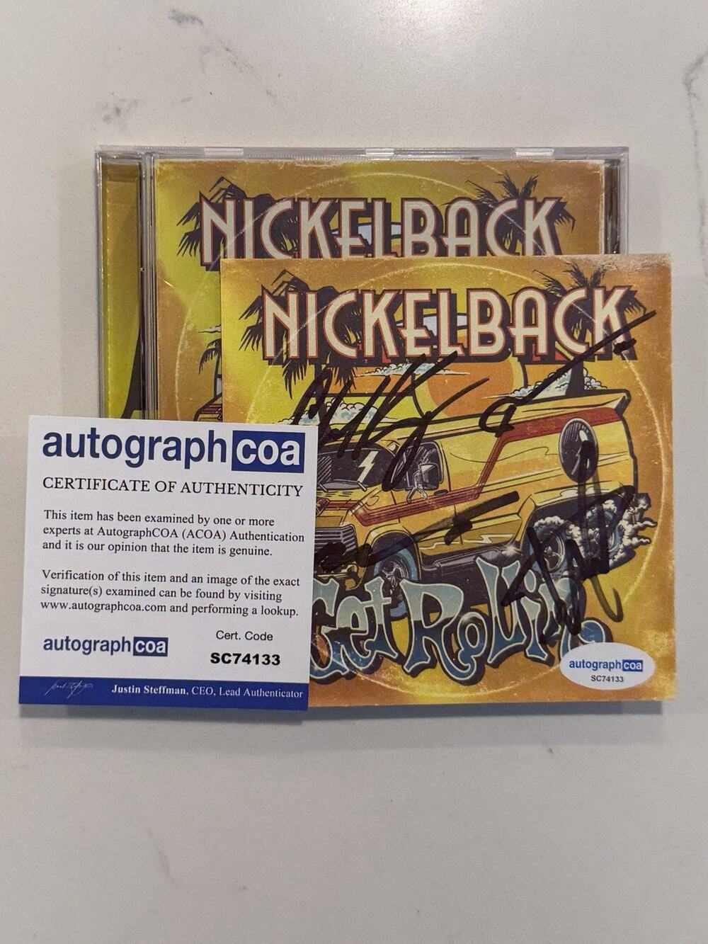 NICKELBACK Get Rollin CD Signed Card FULL BAND Insert Autograph ACOA #1